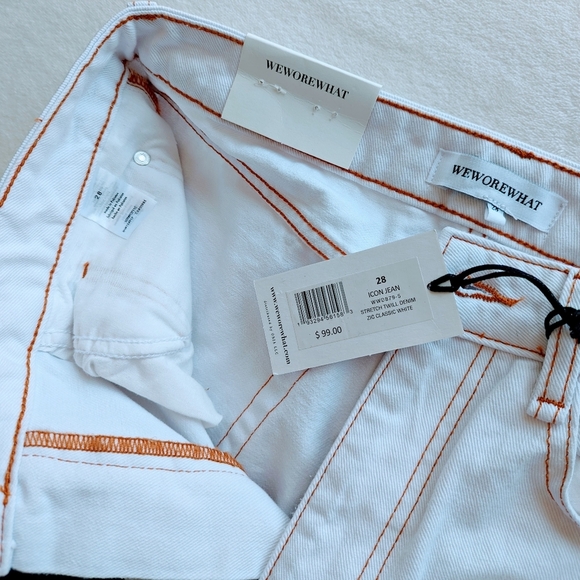 WeWoreWhat Icon Jeans High Rise 100% Cotton Non Stretch Distressed White 28 NWT - Picture 13 of 16